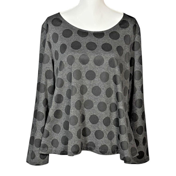 Bryn Walker Knit Top Size Medium Gray Black Dot Abstract Artsy Lagenlook Boxy - Picture 9 of 9